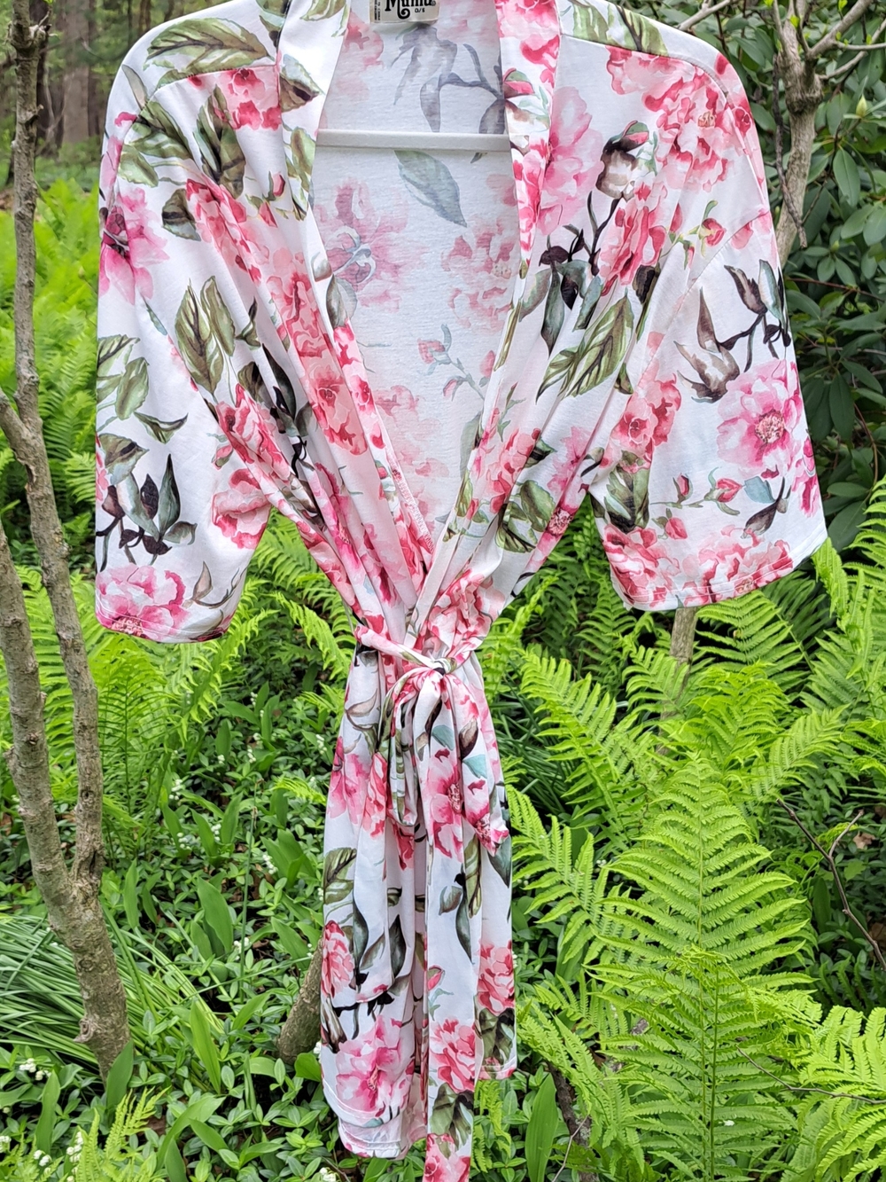 Show Me Your MuMu White Floral Robe with Pink and Green Print